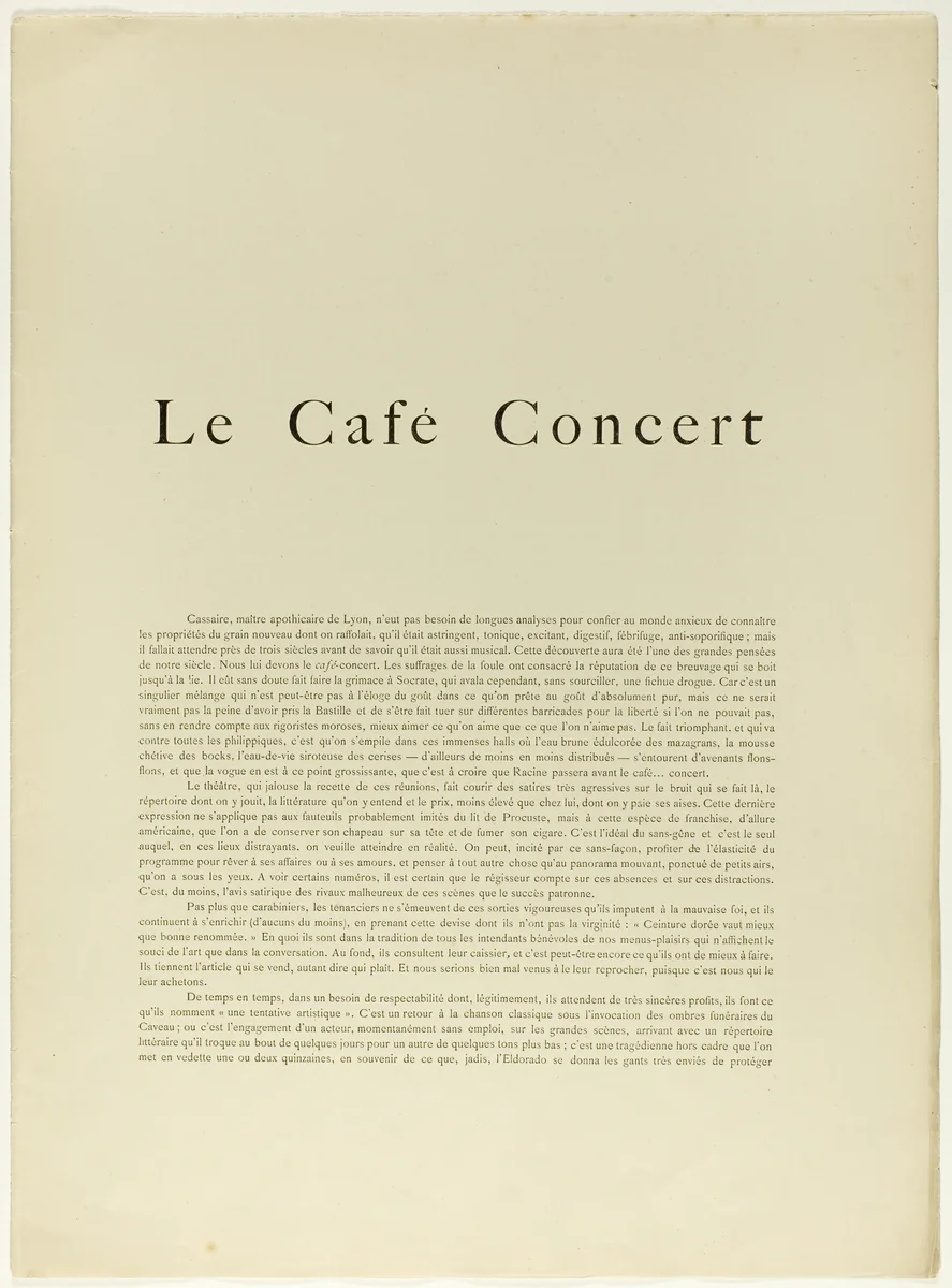 Text Booklet for Le Café-Concert by Georges Montorgueil, print, 1893