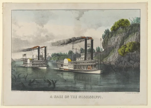 A Race on the Mississippi by Currier & Ives, print, 1870