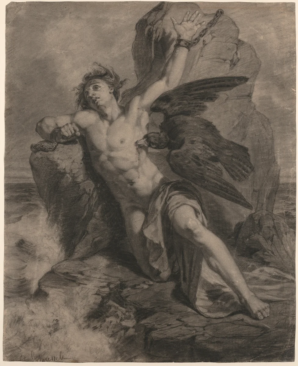 Prometheus Bound by Christian Schussele, drawing, 1824-1879