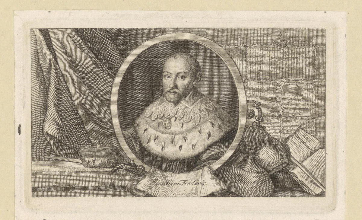 Portret van Joachim Frederik van Brandenburg by Georg Friedrich Schmidt, print, 1751