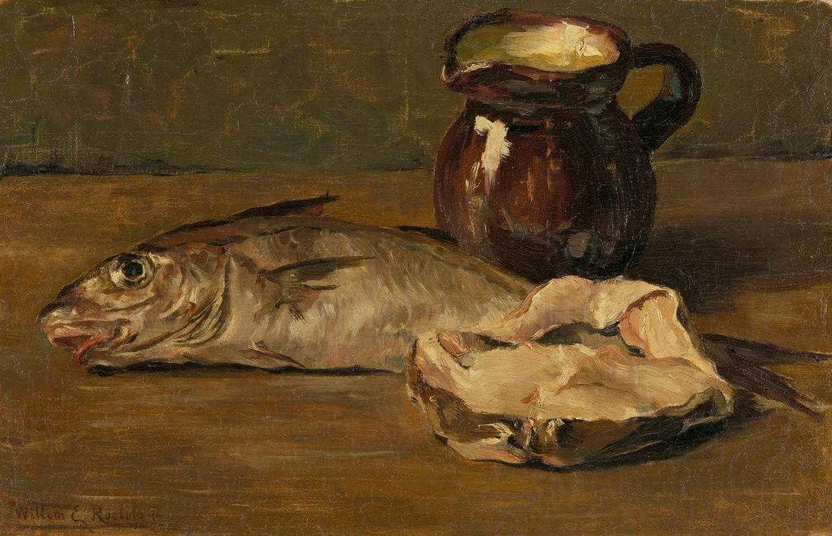 Stilleven met kabeljauw by Willem Roelofs, painting, 1896