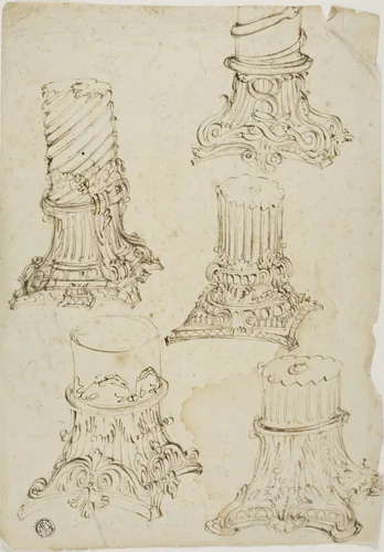 Sketches of Corinthian Capitals by Giovanni Paolo Pannini, drawing, 1600-1699