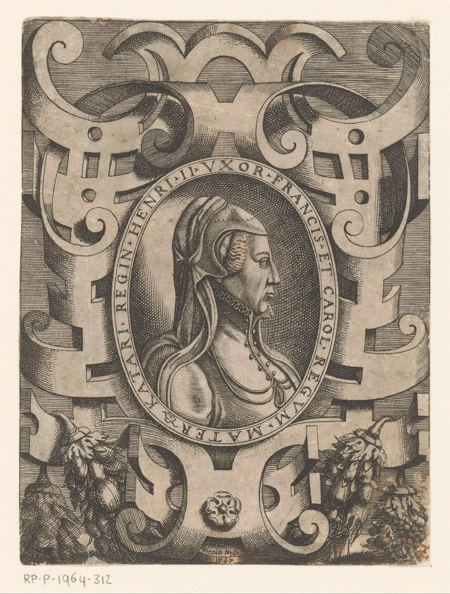 Portret van Catharina de' Medici, koningin van Frankrijk by Unknown, print, 1567