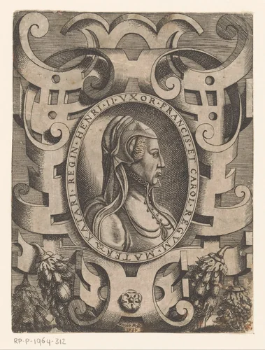Portret van Catharina de' Medici, koningin van Frankrijk by Unknown, print, 1567