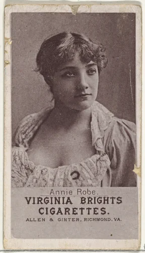 Annie Robe, from the Actresses series (N67) promoting Virginia Brights Cigarettes for Allen & Ginter brand tobacco products by Allen & Ginter, print, 1885-1893