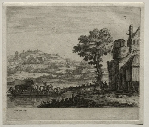 The Ferry Boat by Jan van Goyen, print, 1645-1655