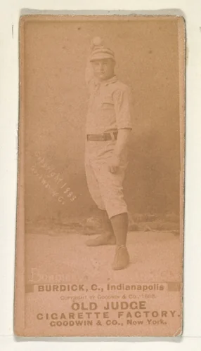 Burdick, Catcher, Indianapolis, from the Old Judge series (N172) for Old Judge Cigarettes by Goodwin & Company, photograph, 1888