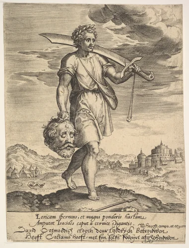David with the Head of Goliath by Hieronymus Wierix, print, 1578