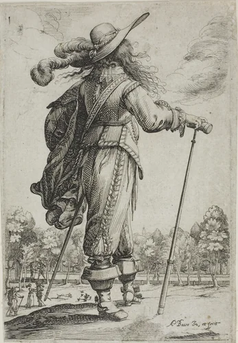 Man with a Cane, seen from behind, from The Garden of French Nobility by Abraham Bosse, print, 1629