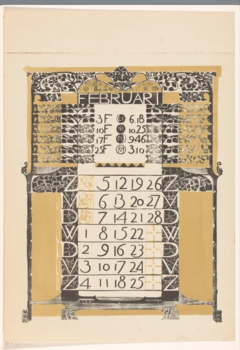 Kalenderblad februari 1899 by Carel Adolph Lion Cachet, print, 1899