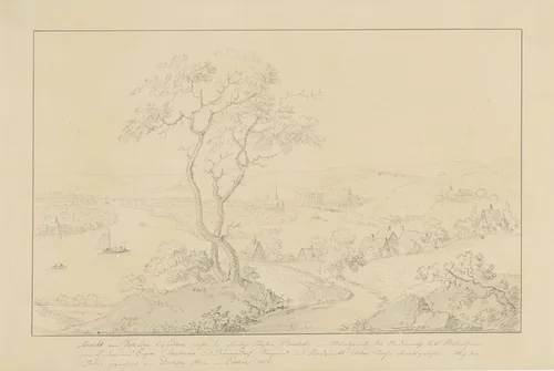 Gezicht op Vallendar bij Koblenz by Jakob Dietzler, drawing, 1828