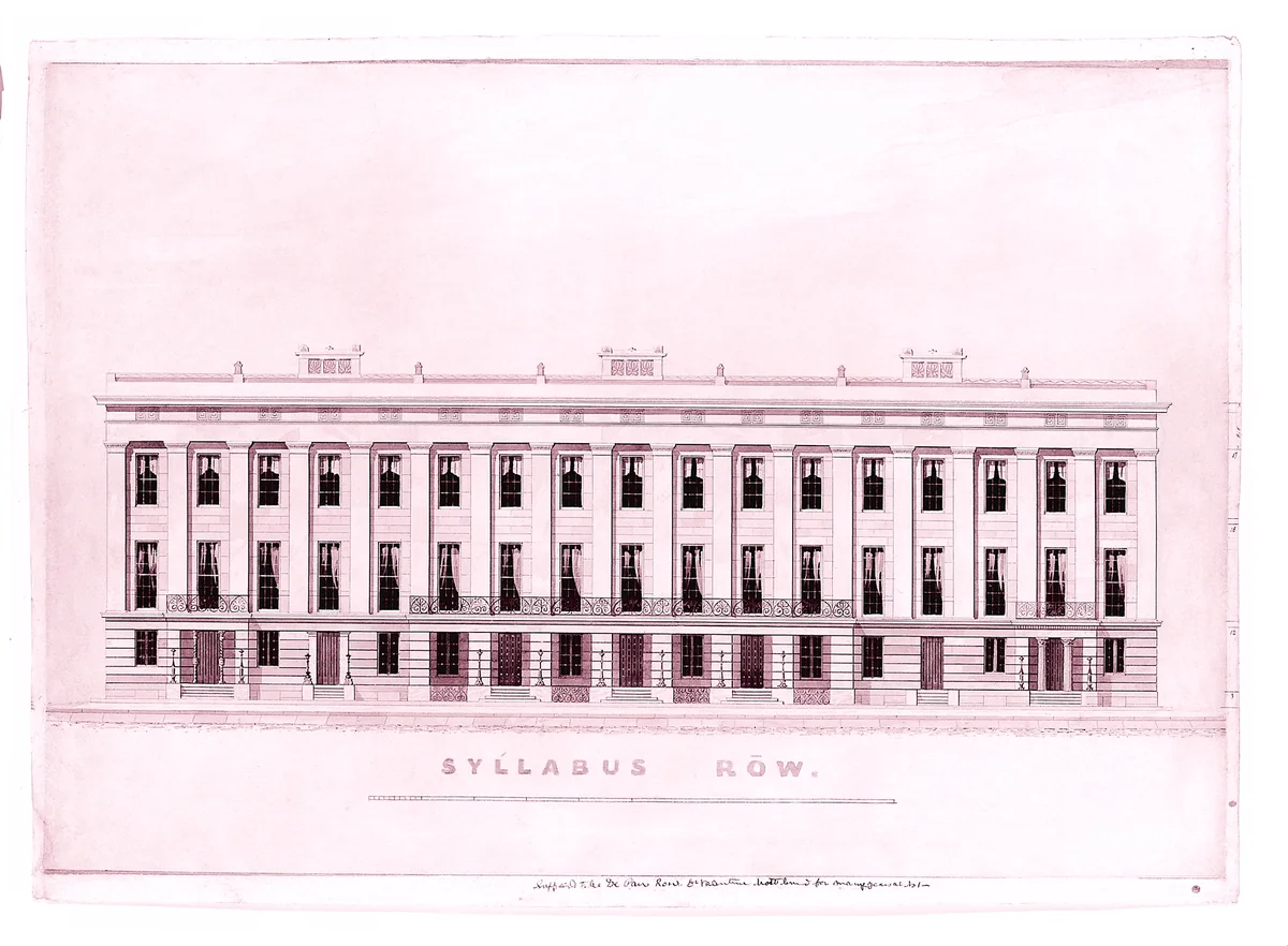 Syllabus Row, New York by Alexander Jackson Davis, drawing, 1820-1892