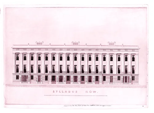 Syllabus Row, New York by Alexander Jackson Davis, drawing, 1820-1892