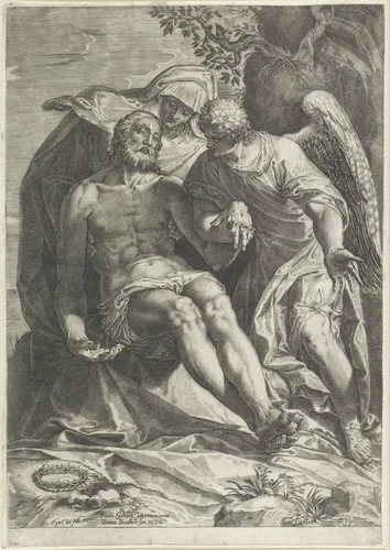 Maria met het lichaam van Christus (Pietà) by Unknown, print, 1582