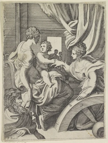Mystieke huwelijk van de heilige Catharina by anonymous, print, 1501-1580