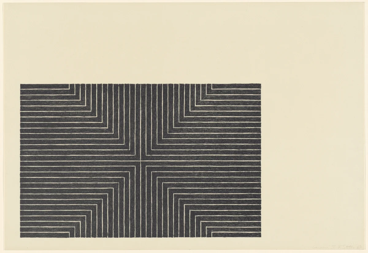 Arbeit Macht Frei (Work will Set You Free) from Black Series I by Frank Stella, portfolio, 1967