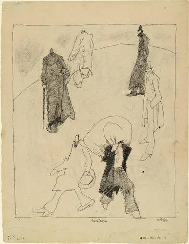 The Unemployed (Arbeitslose) by Lyonel Feininger, drawing, 1910