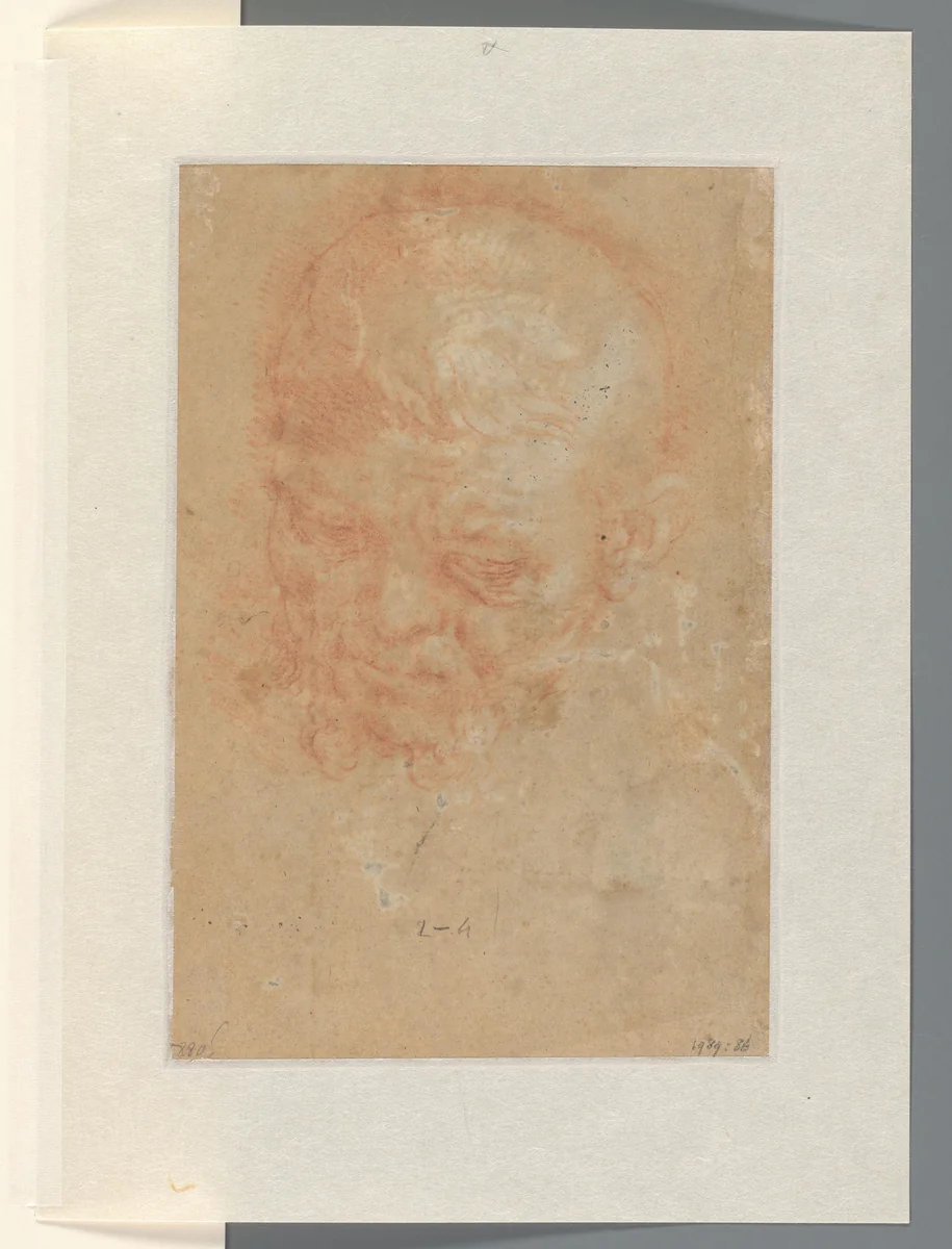 Hoofd van een oude man by Abraham Bloemaert, drawing, 1574-1651