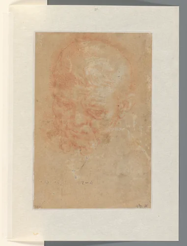 Hoofd van een oude man by Abraham Bloemaert, drawing, 1574-1651