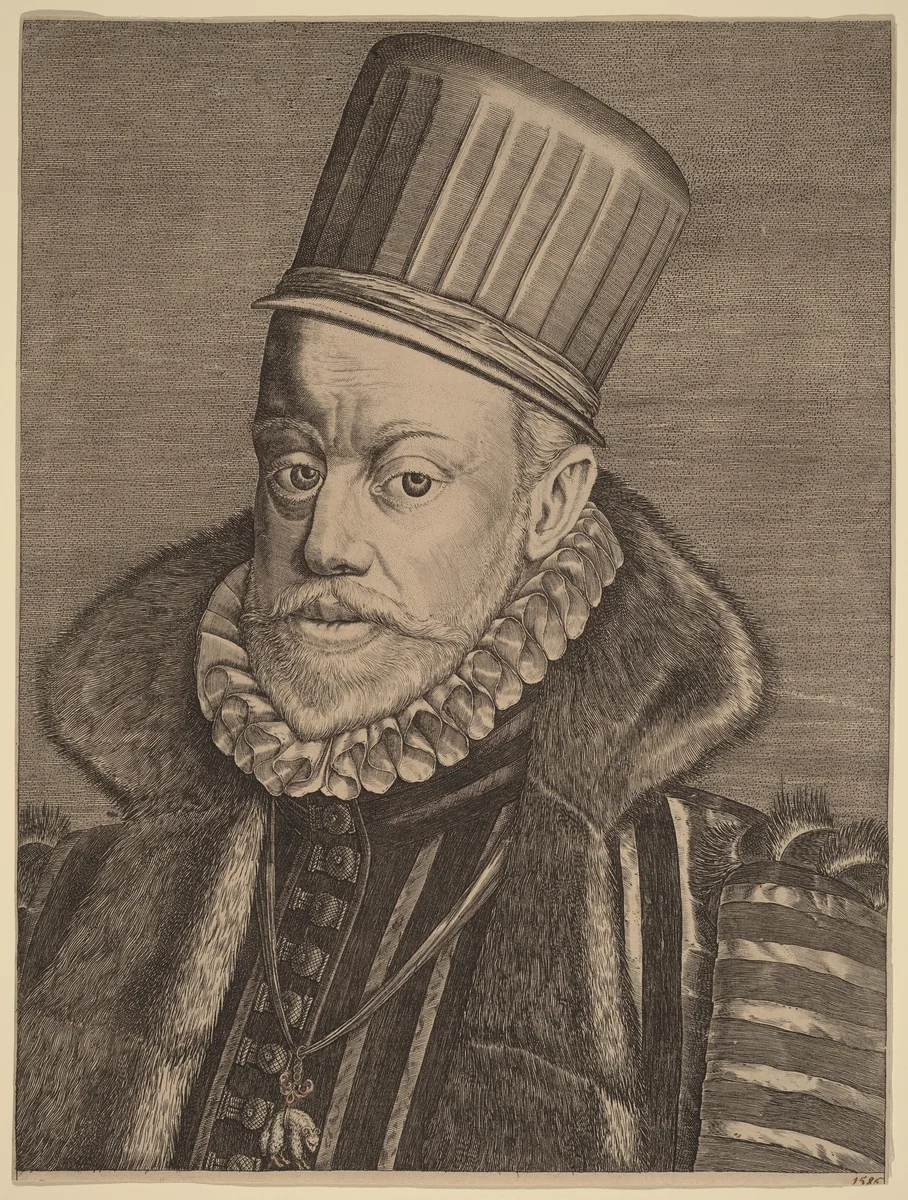 Phillip II of Spain by Hieronymus Wierix, print, 1585