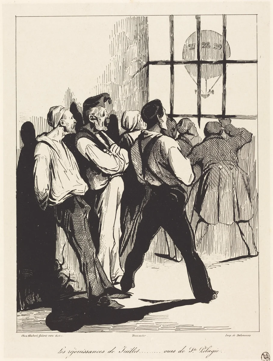 Les réjouissances de Juillet... vues de Ste. Pélagie by Honoré Daumier, print, 1834