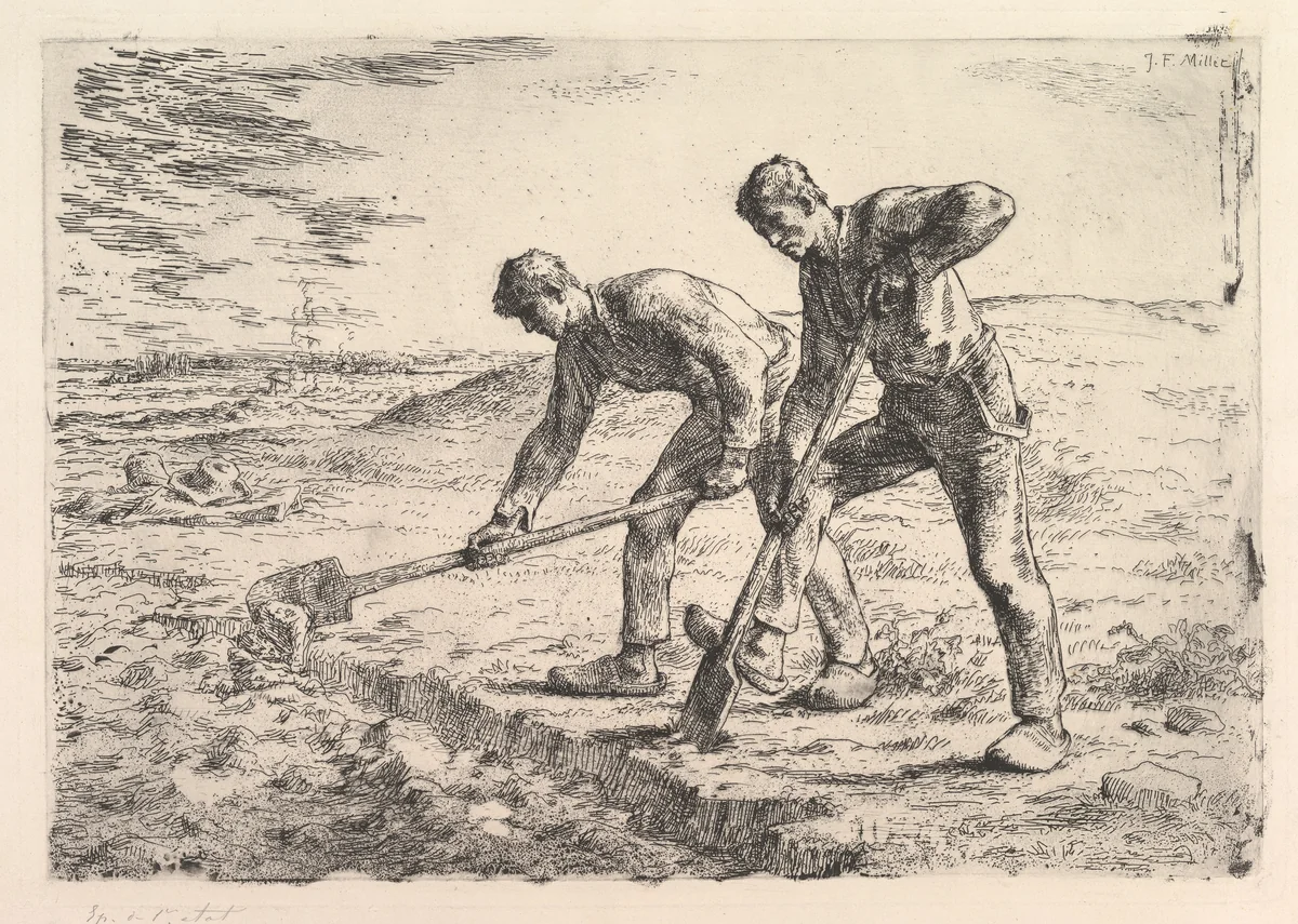 The Diggers by Jean-François Millet, print, 1830-1875
