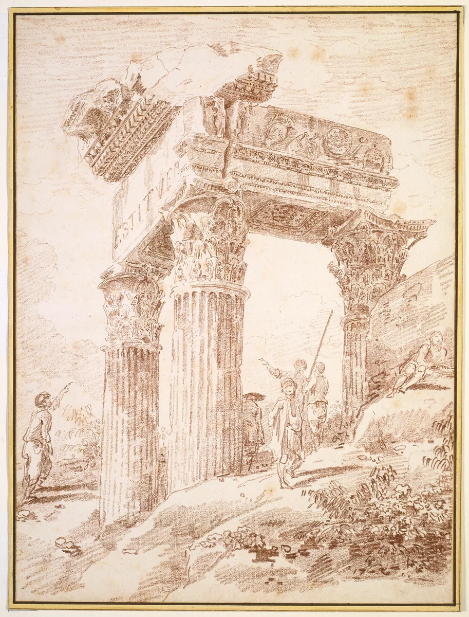 Temple of Vespasian by Hubert Robert, drawing, 1762-1808