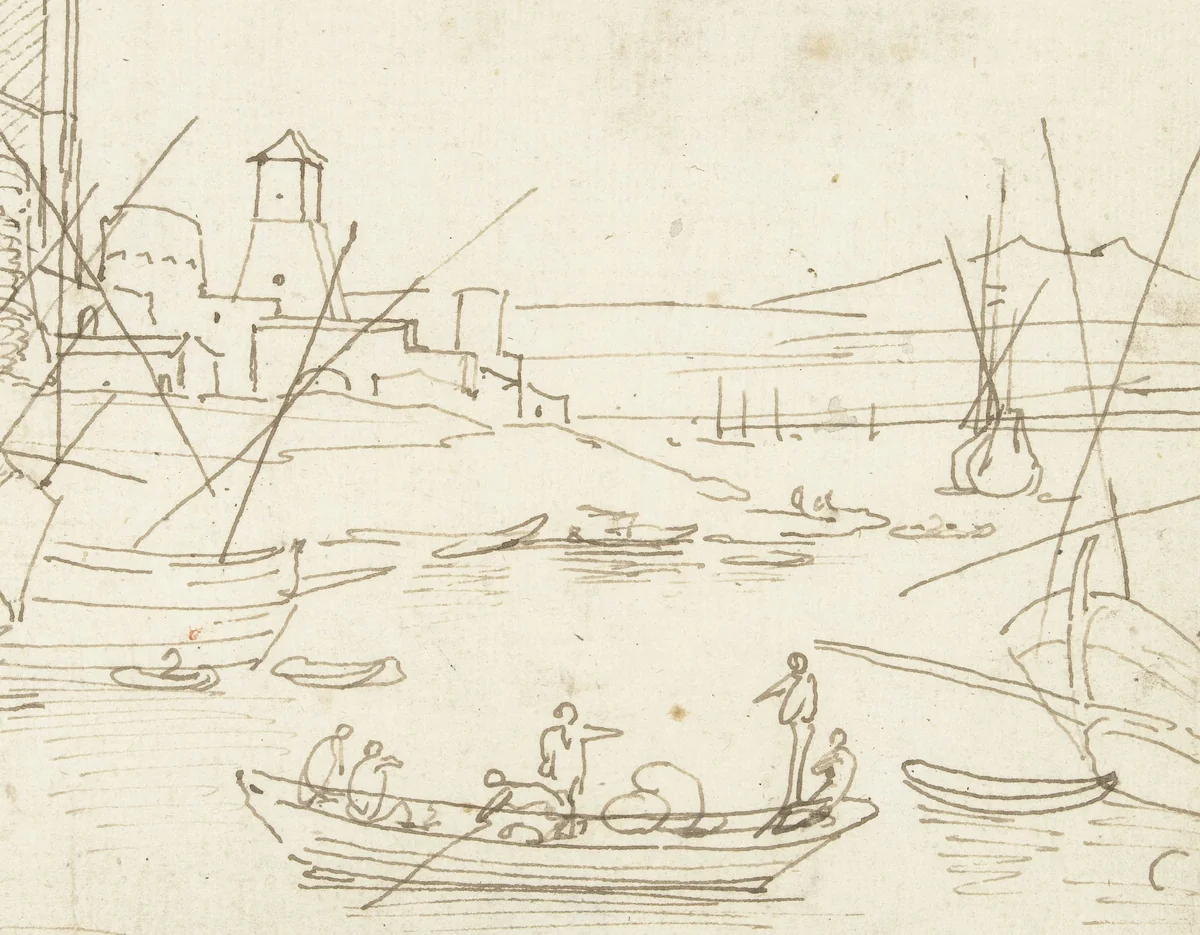 Havengezicht by Abraham Casembroot, drawing, 1650-1675