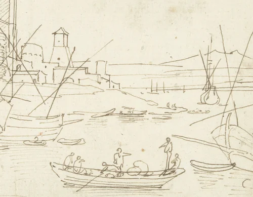 Havengezicht by Abraham Casembroot, drawing, 1650-1675