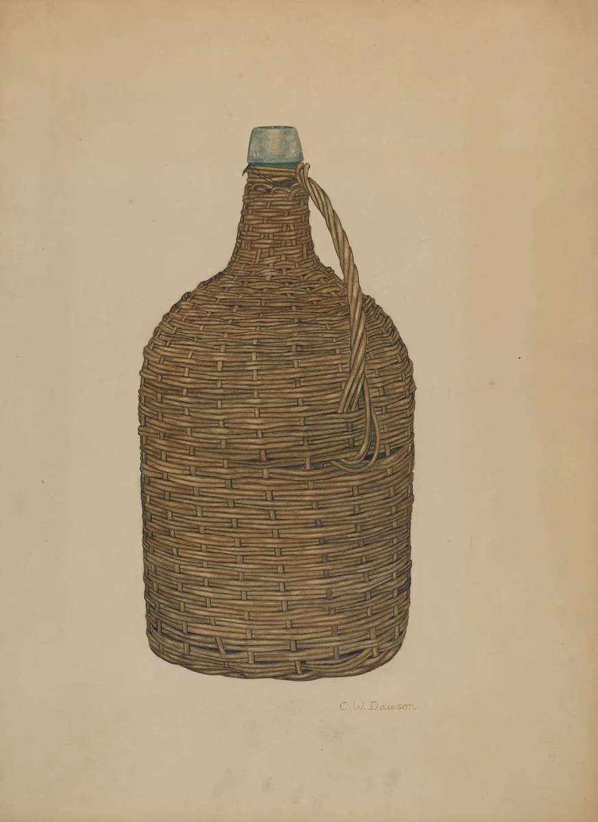 Wicker Demijohn by Clarence W. Dawson, index of american design, 1940