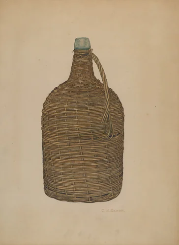 Wicker Demijohn by Clarence W. Dawson, index of american design, 1940