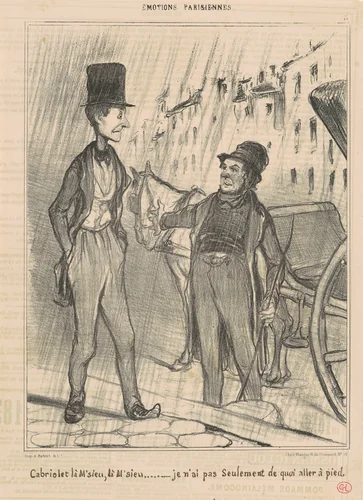 Cabriolet là M'sieu, là M'sieu... by Honoré Daumier, print, 1839