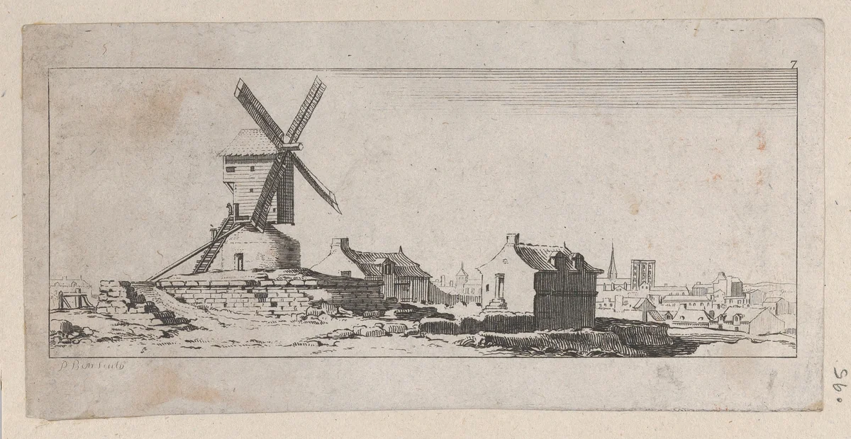 View of a Windmill by P. Benoist, print, 1700-1800