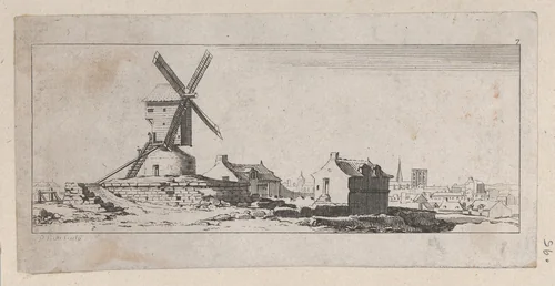 View of a Windmill by P. Benoist, print, 1700-1800