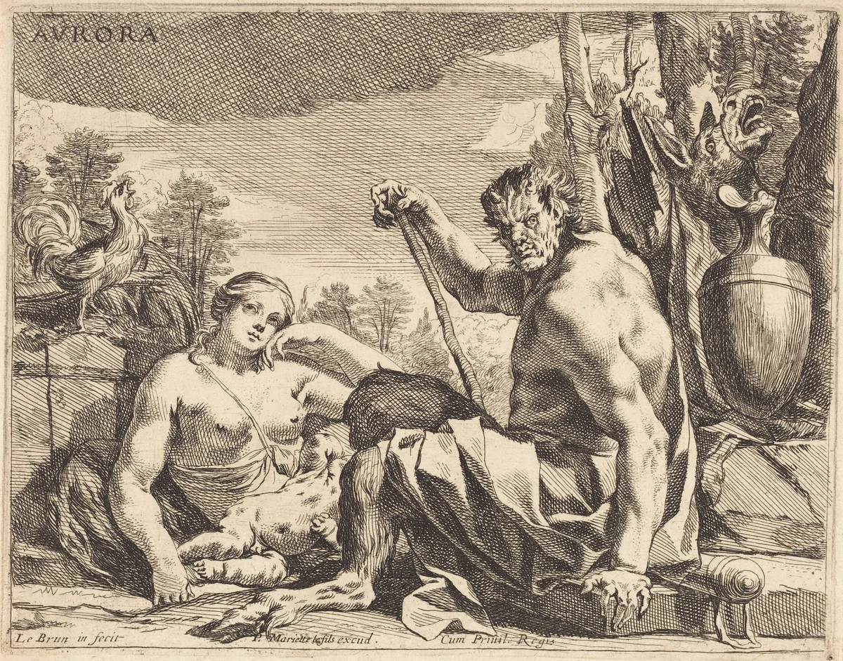 Aurora (Dawn) by Charles Le Brun, print, 1640