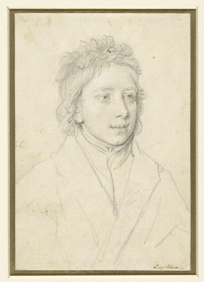 Portret van een jongeman by anonymous, drawing, 1675-1900