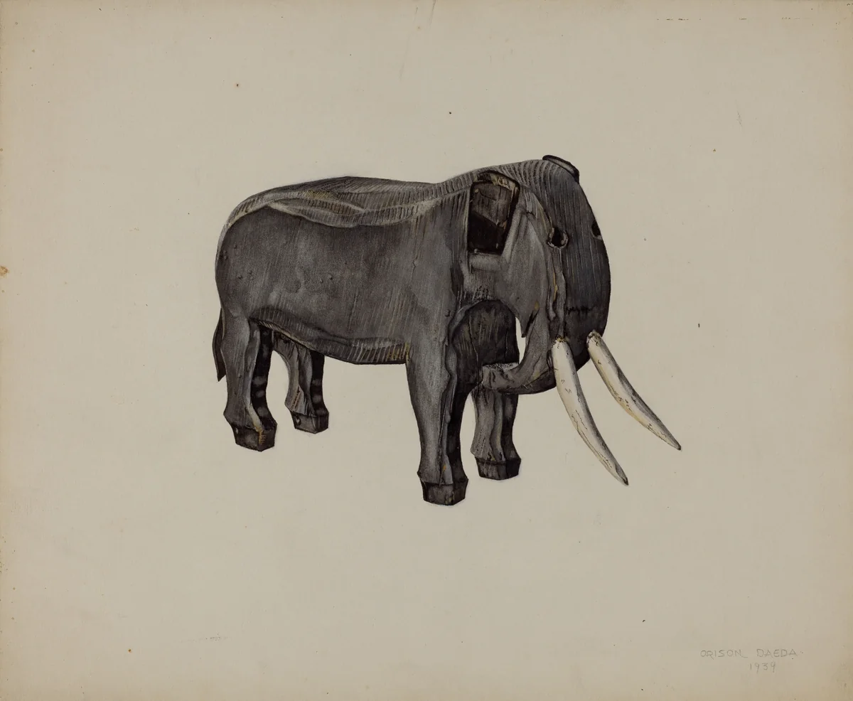 Toy Elephant by Orison Daeda, index of american design, 1939