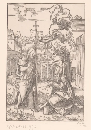 Christus verschijnt als tuinman aan Maria Magdalena by anonymous, print, 1506-1507