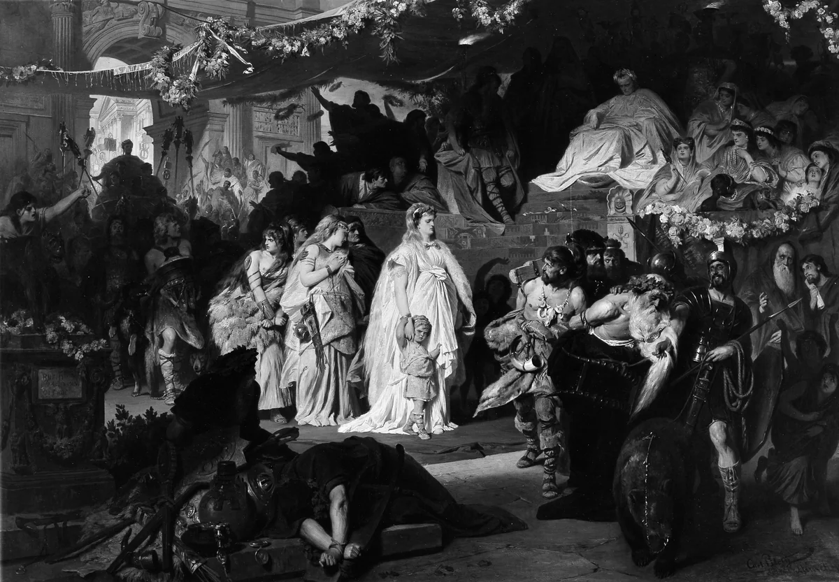 Thusnelda at the Triumphal Entry of Germanicus into Rome by Karl Piloty, painting, 1870-1880