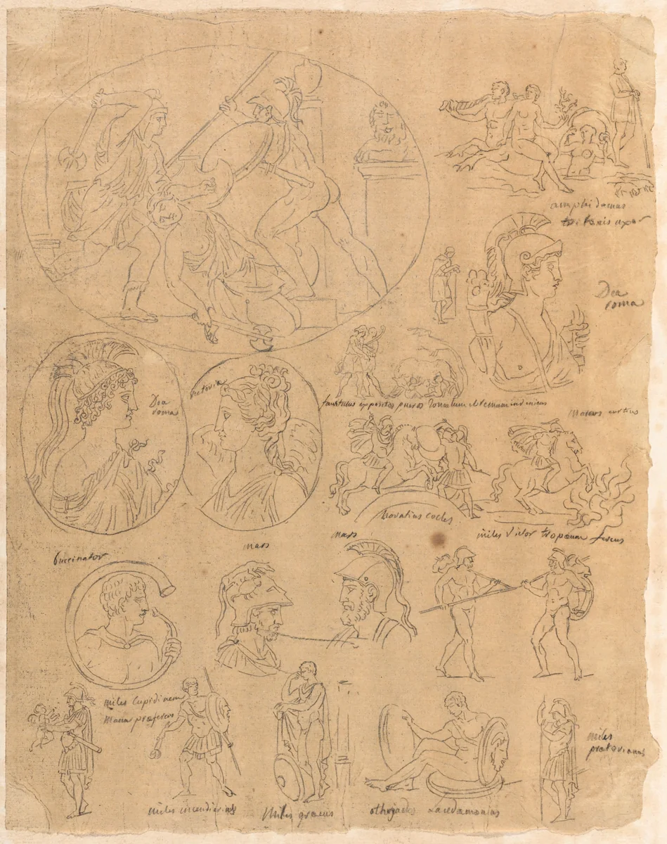 Tracings of Classical Subjects by Jacques-Louis David, drawing, 1775-1780