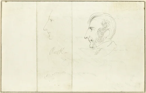 Two Self-Portraits in Profile by George Cruikshank, drawing, 1844-1878