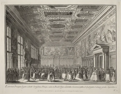 Reception by the Doge of Foreign Ambassadors in the Sala del Collegio by Giovanni Battista Brustolon, print, 1763-1766