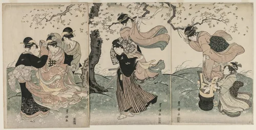 Cherry Blossoms in the Wind by Utagawa Toyokuni, print, 1796-1799
