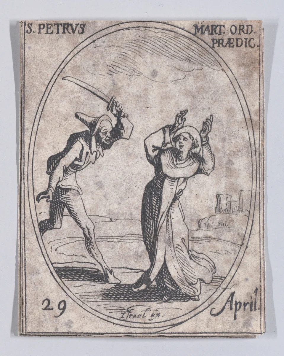 S. Pierre, prédicateur (St. Peter, Preacher), April 29th, from "Les Images De Tous Les Saincts et Saintes de L'Année" (Images of All of the Saints and Religious Events of the Year) by Jacques Callot, print, 1636