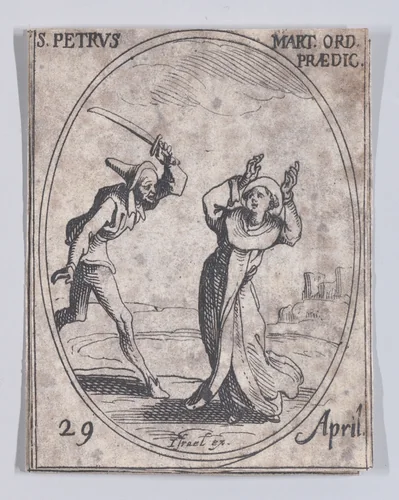 S. Pierre, prédicateur (St. Peter, Preacher), April 29th, from "Les Images De Tous Les Saincts et Saintes de L'Année" (Images of All of the Saints and Religious Events of the Year) by Jacques Callot, print, 1636