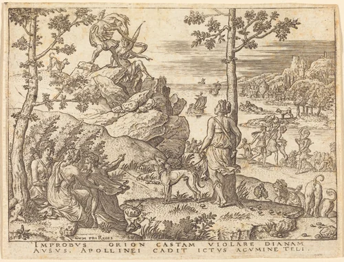 Orion Killed by Apollo by Etienne Delaune, print, 1519-1583