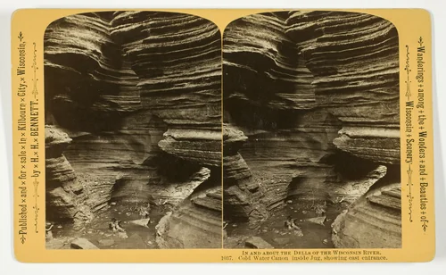 Cold Water Canon inside Jug, showing east entrance, No. 1037 from the series "In and About the Dells of the Wisconsin River" by Henry Hamilton Bennett, photograph, 1870-1908