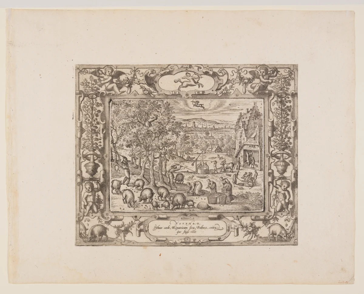 November, from The Twelve Months by Pieter van der Borcht, print, 1574