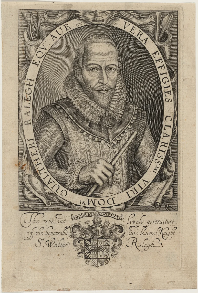 Sir Walter Raleigh by Simon van de Passe, print, 1595-1647