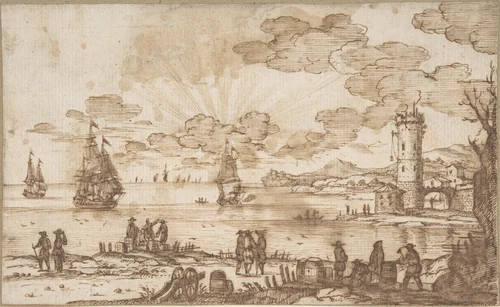 Coast Scene by anonymous, drawing, 1600-1699